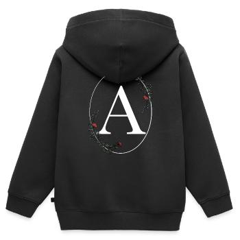 Lettre A - Sweat Premium à capuche zippé enfant bio - noir - Dos - AI Model Kid Male (0cm)