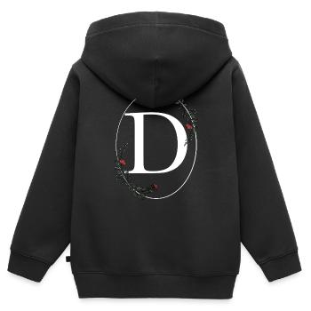 Buchstabe D - Kinder Premium Organic Zip Hoodie - Schwarz - Hinten - AI Model Kid Male (0cm)