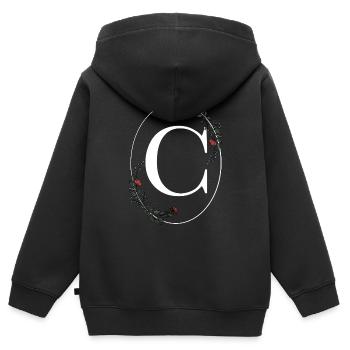 Buchstabe C - Kinder Premium Organic Zip Hoodie - Schwarz - Hinten - AI Model Kid Male (0cm)