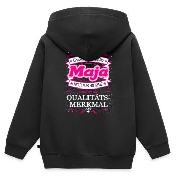 Qualitätsmerkmal Maja einfach Erstklassig - Kinder Premium Organic Zip Hoodie - Schwarz - Hinten - AI Model Kid Male (0cm)