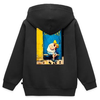 "Cheat Day" by van Gogh - Kids Premium Organic Zip-up Hoodie - black - Back - AI Model Kid Male (0cm)
