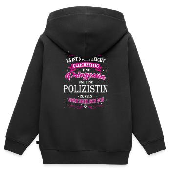 Polizistin und Prinzessin - Kinder Premium Organic Zip Hoodie - Schwarz - Hinten - AI Model Kid Male (0cm)