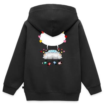 Hochzeitsauto mit Sprechblase in Silber - Kinder Premium Organic Zip Hoodie - Schwarz - Hinten - AI Model Kid Male (0cm)