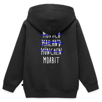 Moabit - Berlin - Deutschland - Bezirk - Kinder Premium Organic Zip Hoodie - Schwarz - Hinten - AI Model Kid Male (0cm)