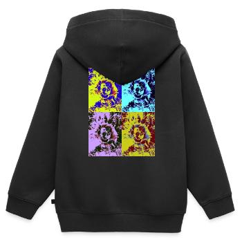 Rose pop art - Sweat Premium à capuche zippé enfant bio - noir - Dos - AI Model Kid Male (0cm)