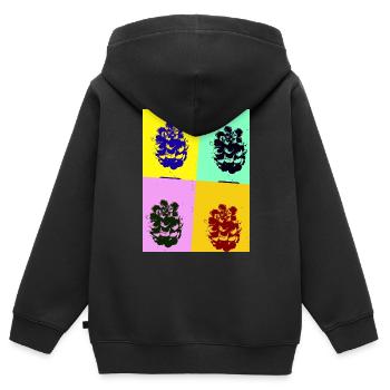 Pomme de pin - Sweat Premium à capuche zippé enfant bio - noir - Dos - AI Model Kid Male (0cm)