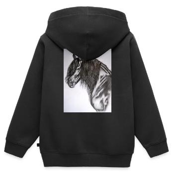 Friese Portrait - Kinder Premium Organic Zip Hoodie - Schwarz - Hinten - AI Model Kid Male (0cm)