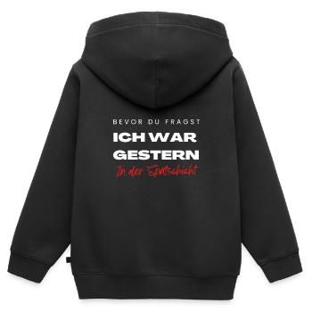 Nachtschicht Schicht Arbeiter Sprüche Geschenk - Kinder Premium Organic Zip Hoodie - Schwarz - Hinten - AI Model Kid Male (0cm)