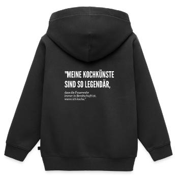 Meine Kochkünste sind so Legendär - Witzige Koch - Kinder Premium Organic Zip Hoodie - Schwarz - Hinten - AI Model Kid Male (0cm)