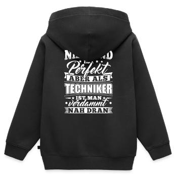 Lustiges Technik Techniker Shirt Niemand Perfekt - Kinder Premium Organic Zip Hoodie - Schwarz - Hinten - AI Model Kid Male (0cm)