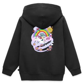 Unicorn Rainbow Ride to Love - Kids Premium Organic Zip-up Hoodie - black - Back - AI Model Kid Male (0cm)