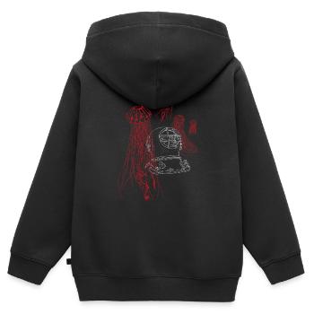 Stummer Schrei aus dem Meer, in weiß/rot - Kinder Premium Organic Zip Hoodie - Schwarz - Hinten - AI Model Kid Male (0cm)