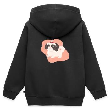 Hund mt Zopf - Kinder Premium Organic Zip Hoodie - Schwarz - Hinten - AI Model Kid Male (0cm)