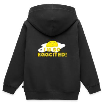 I'm so eggcited Spiegelei Lustig - Kinder Premium Organic Zip Hoodie - Schwarz - Hinten - AI Model Kid Male (0cm)
