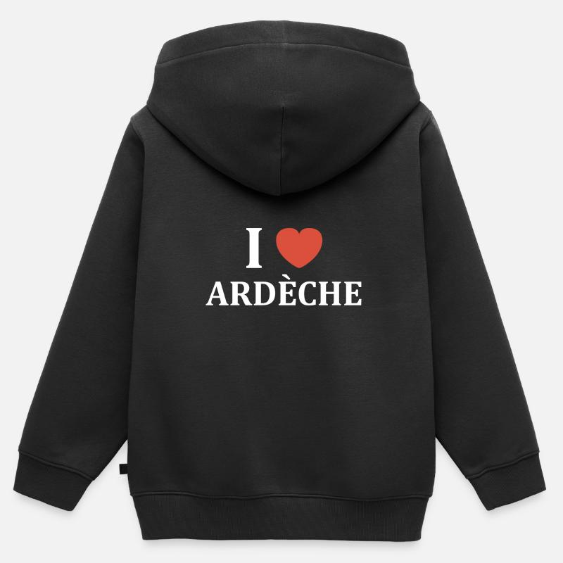 i love ardèche - Sweat Premium à capuche zippé enfant bio - noir