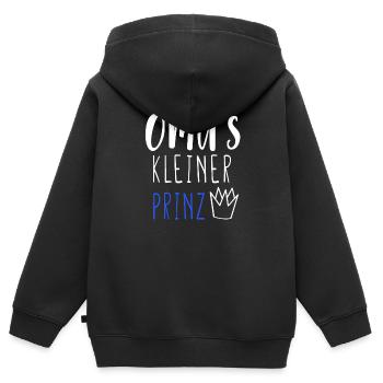 Oma's kleiner Prinz mit Krone - Kinder Premium Organic Zip Hoodie - Schwarz - Hinten - AI Model Kid Male (0cm)