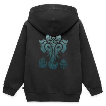 Ganesh, Ganesha, Hindouisme, Yoga, Dieu éléphant - Sweat Premium à capuche zippé enfant bio - noir - Dos - AI Model Kid Male (0cm)