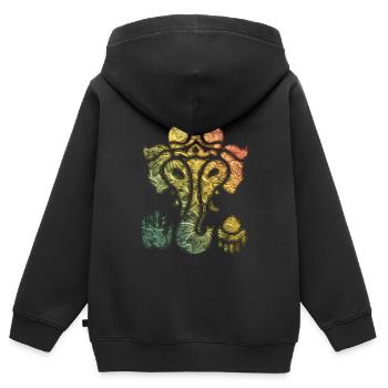 Ganesh, Ganesha, Hindouisme, Yoga, Dieu éléphant - Sweat Premium à capuche zippé enfant bio - noir - Dos - AI Model Kid Male (0cm)
