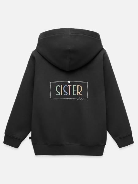 Sister Love. Liebe für die Schwester - Premium børne zip-hættetrøje økologisk - sort