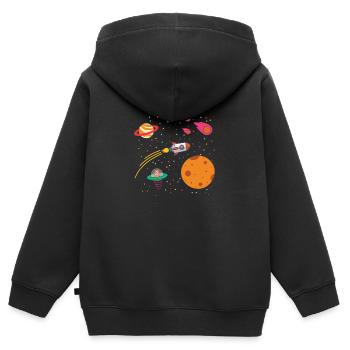 Étoiles de fusée spatiale Système solaire spatial Enfants - Sweat Premium à capuche zippé enfant bio - noir - Dos - AI Model Kid Male (0cm)
