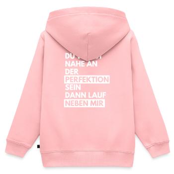 Perfektion - Kinder Premium Organic Zip Hoodie - Rosa - Hinten - AI Model Kid Female (0cm)