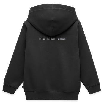 Ich mag Züge - Kinder Premium Organic Zip Hoodie - Schwarz - Hinten - AI Model Kid Male (0cm)
