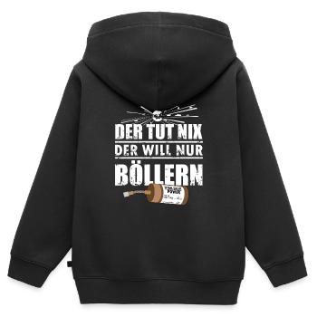 Silvester Pyro will Böllern - Kinder Premium Organic Zip Hoodie - Schwarz - Hinten - AI Model Kid Male (0cm)