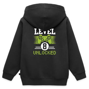 8th birthday 8 years old controller gamer gambling - Kids Premium Organic Zip-up Hoodie - black - Back - AI Model Kid Male (0cm)