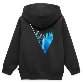 montagnes et forêt panorama bleu - Sweat Premium à capuche zippé enfant bio - noir - Dos - AI Model Kid Male (0cm)