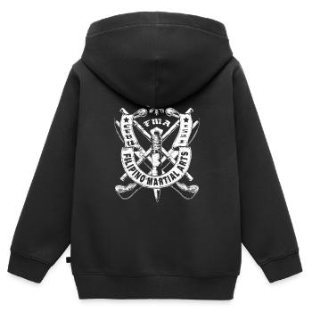 Arts martiaux philippins FMA - Sweat Premium à capuche zippé enfant bio - noir - Dos - AI Model Kid Male (0cm)