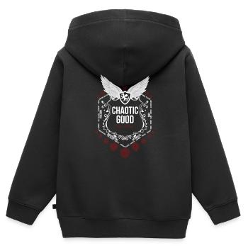 Chaotic Good Black Alignment Series - Sweat Premium à capuche zippé enfant bio - noir - Dos - AI Model Kid Male (0cm)