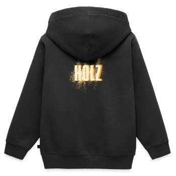 Holz - Kinder Premium Organic Zip Hoodie - Schwarz - Hinten - AI Model Kid Male (0cm)
