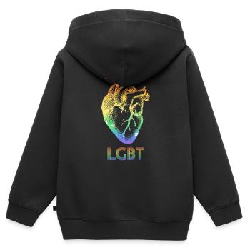 Menschliches Herz Lgbt - Kinder Premium Organic Zip Hoodie - Schwarz - Hinten - AI Model Kid Male (0cm)