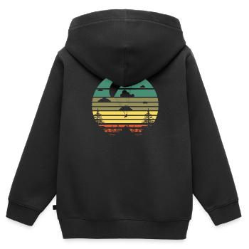 Gleitschirmfliegen - Kinder Premium Organic Zip Hoodie - Schwarz - Hinten - AI Model Kid Male (0cm)