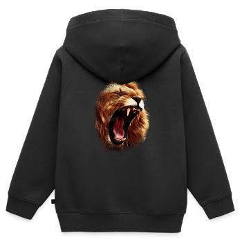 Brüllender wilder Löwe / Löwenkopf - Kinder Premium Organic Zip Hoodie - Schwarz - Hinten - AI Model Kid Male (0cm)