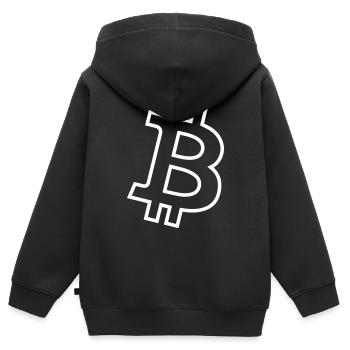 Bitcoin Logo - Kinder Premium Organic Zip Hoodie - Schwarz - Hinten - AI Model Kid Male (0cm)