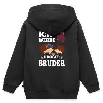 Großer Bruder - Ich werde großer Bruder - Kinder Premium Organic Zip Hoodie - Schwarz - Hinten - AI Model Kid Male (0cm)