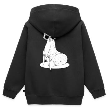schlichter, cooler Fuchs mit Sonnenbrille - Kinder Premium Organic Zip Hoodie - Schwarz - Hinten - AI Model Kid Male (0cm)