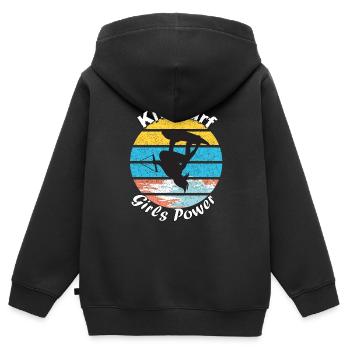 Kitesurf Girls Power " Mädelszeit " - Kinder Premium Organic Zip Hoodie - Schwarz - Hinten - AI Model Kid Male (0cm)