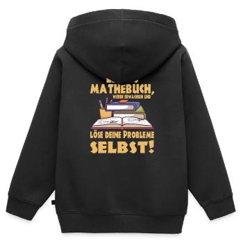 Liebes Mathebuch - lustige Mathe Sprüche - Kinder Premium Organic Zip Hoodie - Schwarz - Hinten - AI Model Kid Male (0cm)