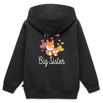 Grand cadeau de sœur annoncer la progéniture - Sweat Premium à capuche zippé enfant bio - noir - Dos - AI Model Kid Male (0cm)