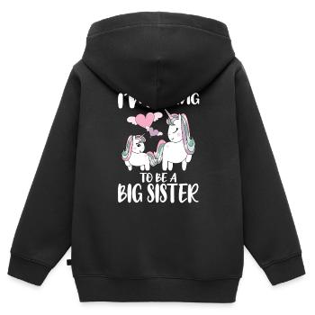 Ich werde große Schwester Einhorn Geschwister - Kinder Premium Organic Zip Hoodie - Schwarz - Hinten - AI Model Kid Male (0cm)