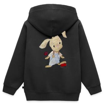 Mein Angsthase darf bleiben - Kinder Premium Organic Zip Hoodie - Schwarz - Hinten - AI Model Kid Male (0cm)