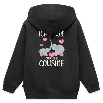 Cousine Ich werde große Cousine Geschenkidee - Kinder Premium Organic Zip Hoodie - Schwarz - Hinten - AI Model Kid Male (0cm)