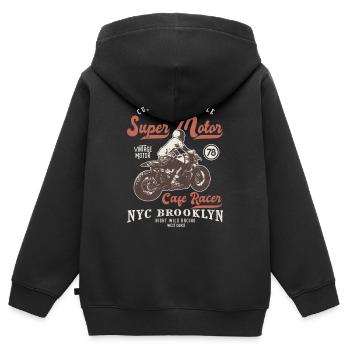 super motor racer mortorcycle custom moto vintage - Kinder Premium Organic Zip Hoodie - Schwarz - Hinten - AI Model Kid Male (0cm)