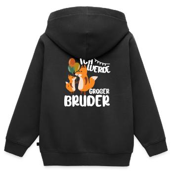 Bruder Ich Werde Großer Bruder Fuchs Geschwister - Kinder Premium Organic Zip Hoodie - Schwarz - Hinten - AI Model Kid Male (0cm)