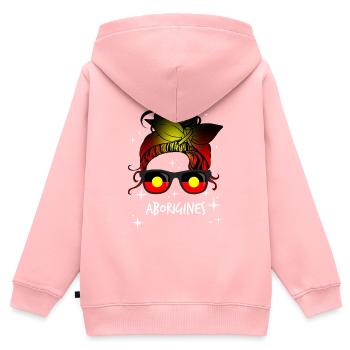 Aborigines - Kinder Premium Organic Zip Hoodie - Rosa - Hinten - AI Model Kid Female (0cm)