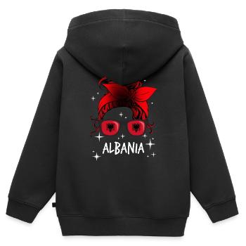 Albanien - Kinder Premium Organic Zip Hoodie - Schwarz - Hinten - AI Model Kid Male (0cm)