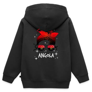 Angola - Kinder Premium Organic Zip Hoodie - Schwarz - Hinten - AI Model Kid Male (0cm)