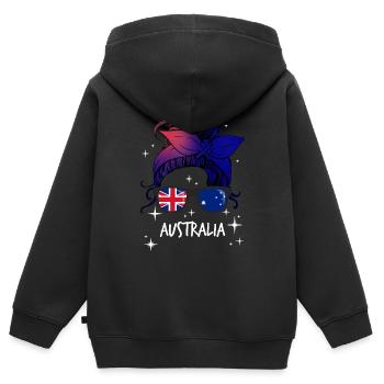 Australien - Kinder Premium Organic Zip Hoodie - Schwarz - Hinten - AI Model Kid Male (0cm)